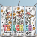 3D Inflated Teacher Tumbler with Straw, 20oz